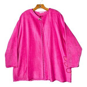 Annikki Karvinen Pink Chenille Embroidered Cardigan Oversized Floral Artsy OS